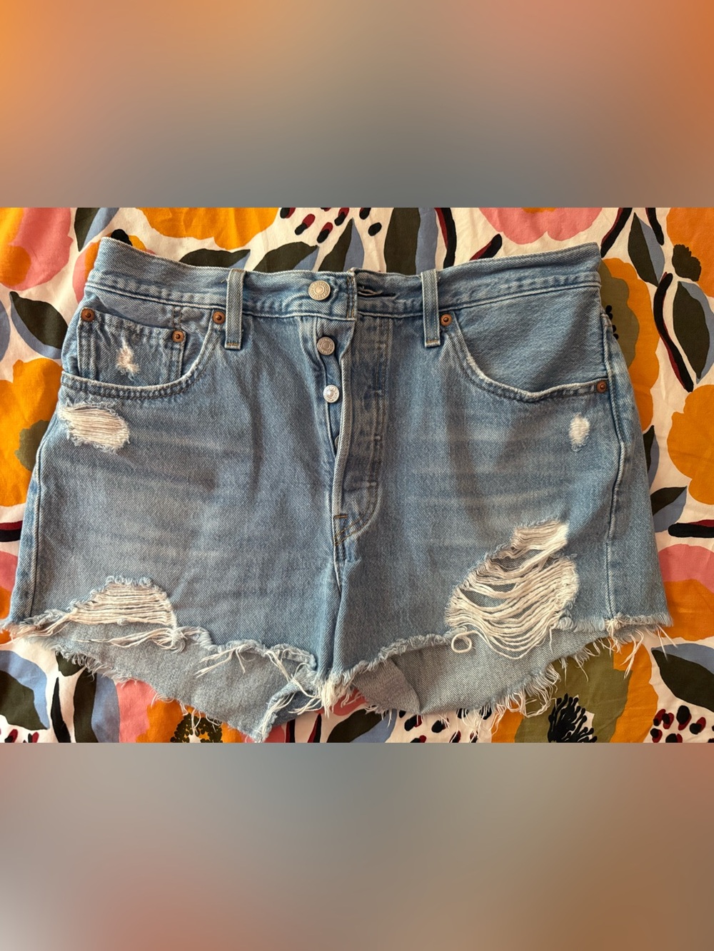 Levi’s Light Blue Distressed Women's Denim Shorts